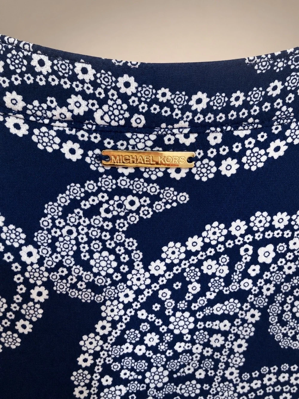 Michael Kors Navy and White Floral Print Blouse
